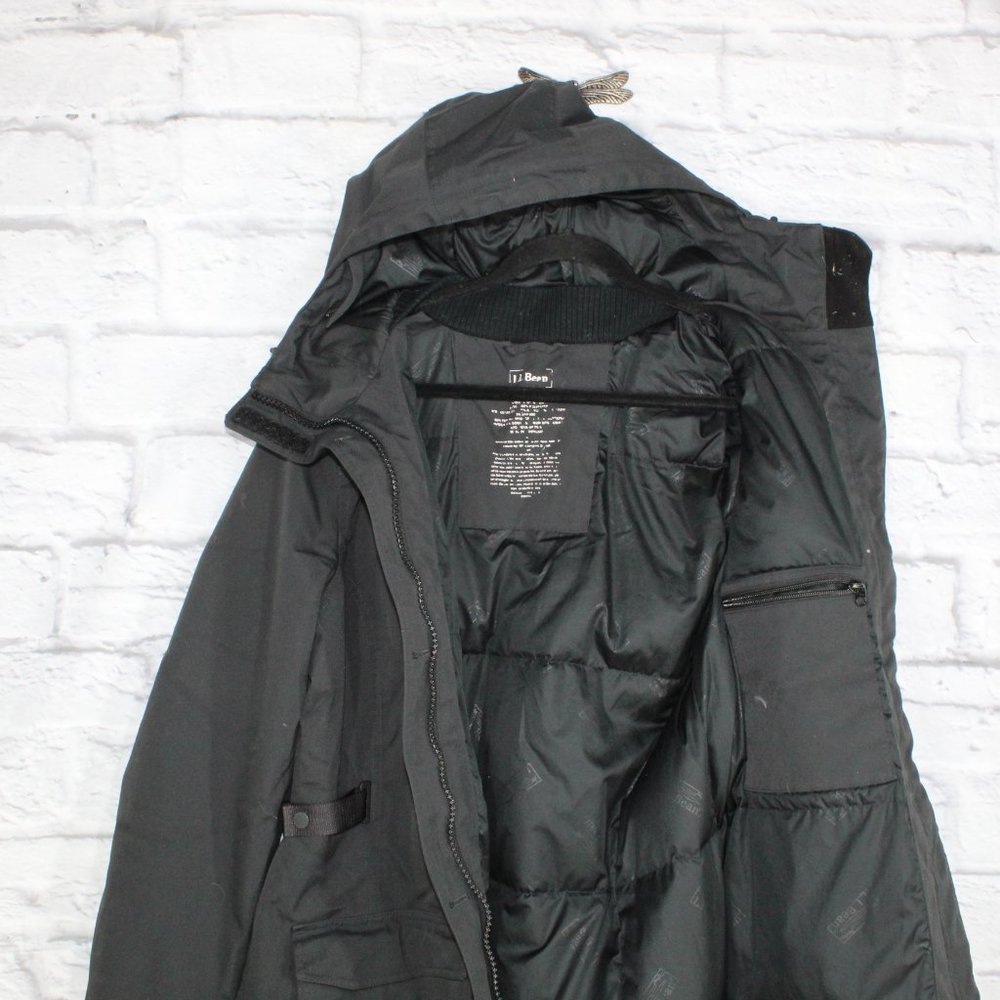 LL BEAN Black Nylon Polyester Long Hoody Winter Coat Size M - Picture 4 of 8